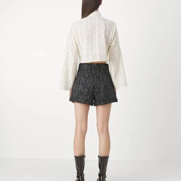 NWT | The Kooples | Black High Waist Shorts with Silver Metallic Thread - Picture 6 of 12